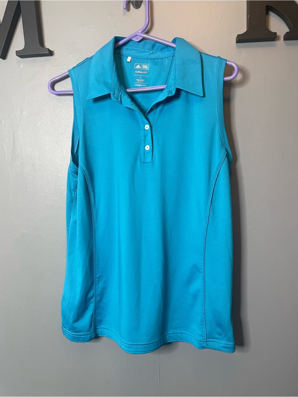 Adidas Women's Blue Sleeveless Polo Performance Golf Tank Top size large